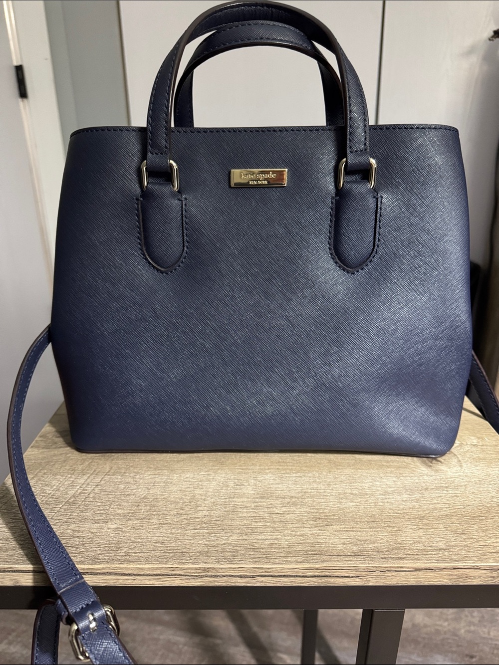 Kate Spade Navy Saffiano Leather Satchel